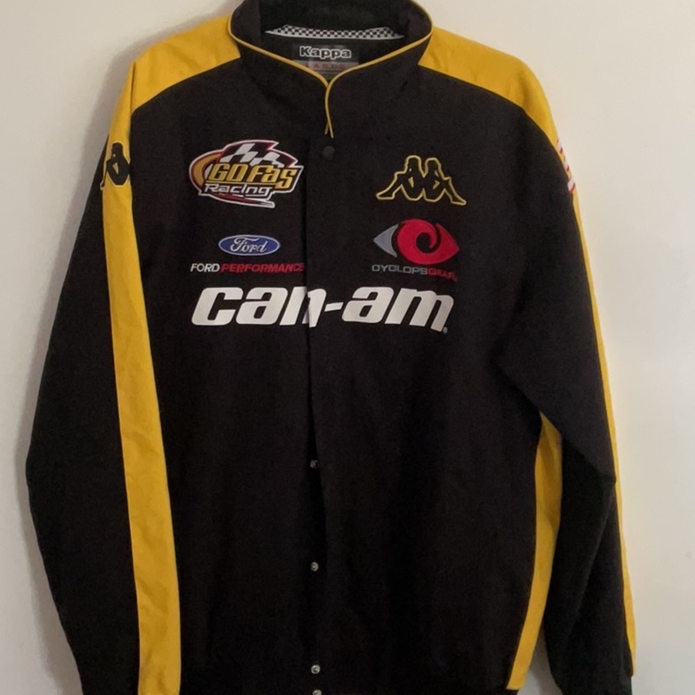 Kappa Varsity Bomber Jacket Black and Yellow